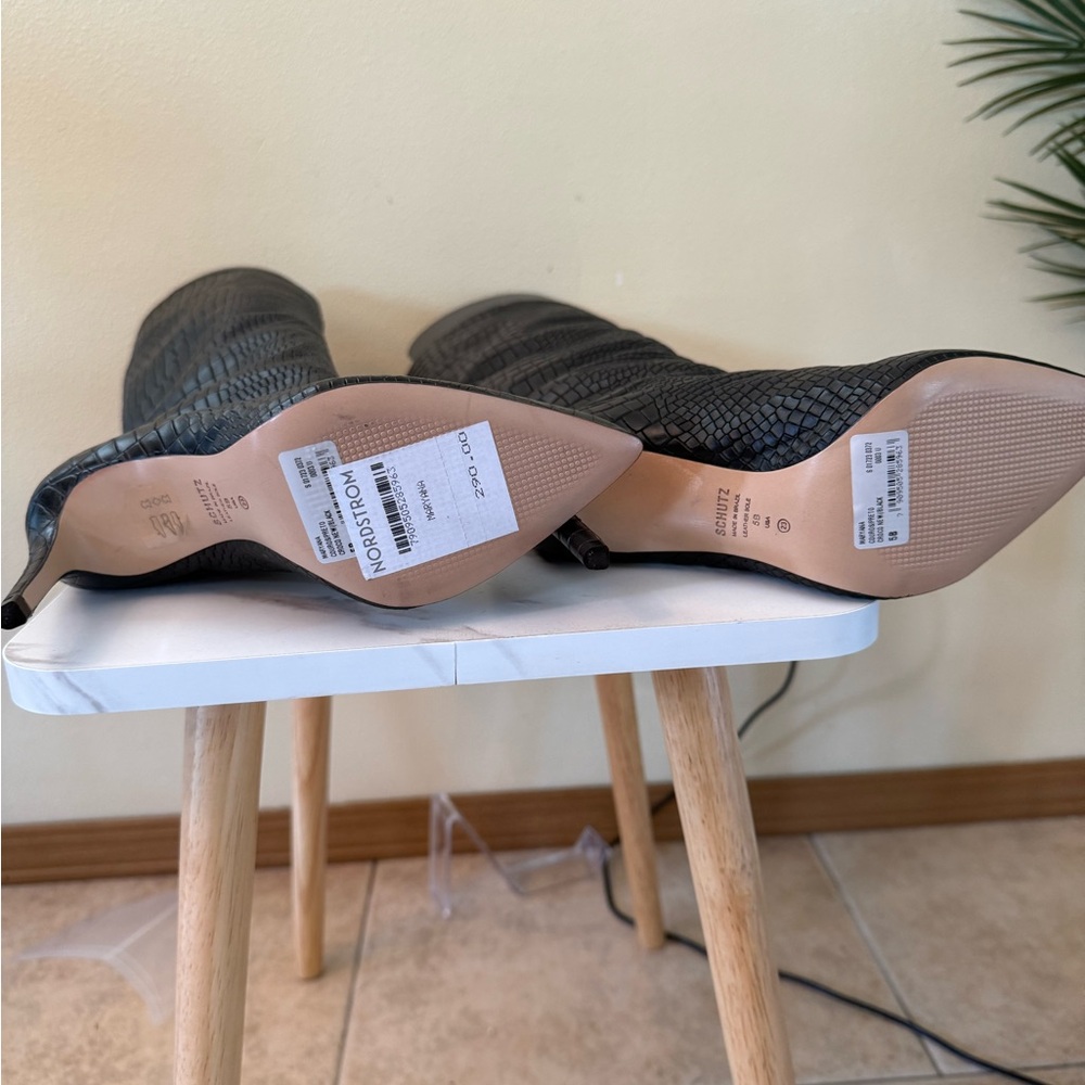 Schutz Maryana Black Croc Knee High Boots, NWOB, Size 5 - Picture 11 of 11